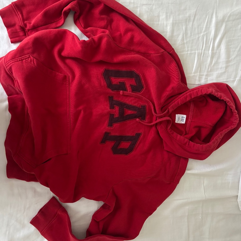 red oversized hoodie